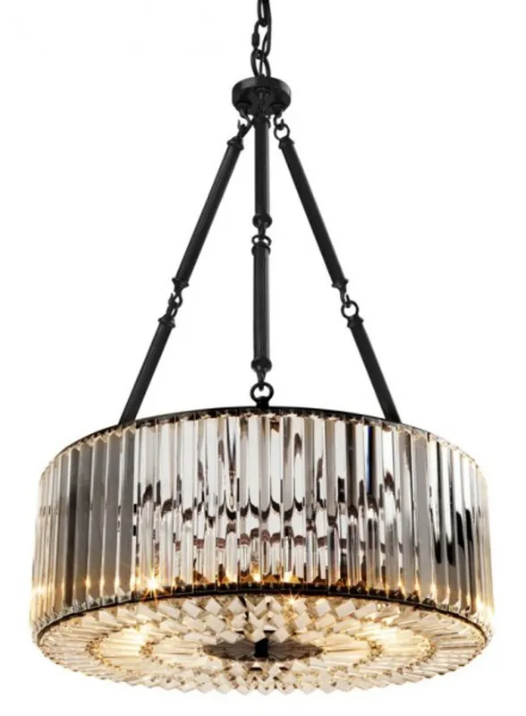 Casa Padrino luxury hanging lamp Gunmetal Finish / Glass - Art Deco Restaurant - Hotel Lamp Light Begrenztes Angebot