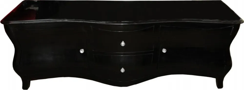 Preisreduziert Casa Padrino baroque TV dresser Black high gloss 173 cm - TV cabinet - sideboard - unique!