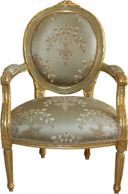 Top-Preis Casa Padrino barocco medaglione Salon Chair Verde Motivo ornamentale / Oro Modello Versailles - Mobili in stile antico