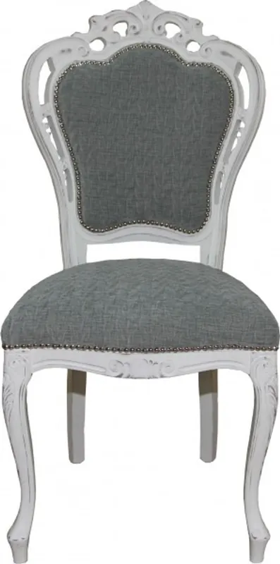 Garantierte Lieferung Casa Padrino Barocco Cena sedia senza braccioli Grigio / Bianco Antico - Sedia design - qualità di lusso
