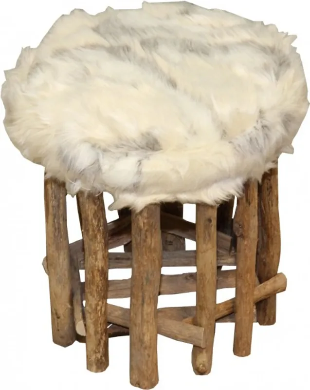 Top-Angebot Casa Padrino Sgabello design pelliccia aspetto Altezza luminoso 35 cm, diametro 33 cm - sgabello ottomano