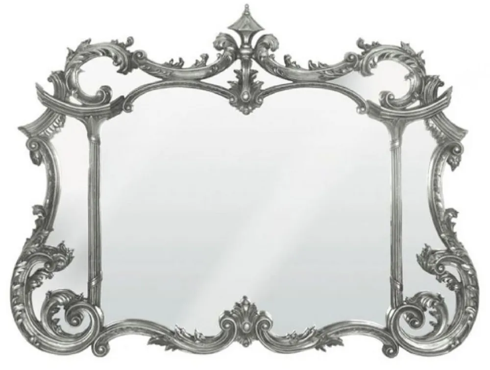 Direktkauf Casa Padrino specchio barocco argento antico 129 x A. 99 cm - Magnifico specchio da parete in stile barocco - Specchio da armadio in stile antico - Interni barocchi - Mobili barocchi fatti a mano