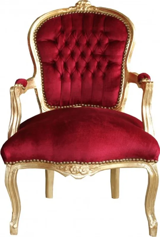 Begrenztes Angebot Casa Padrino barocco Salon Chair Bordeaux / Gold - Mobili