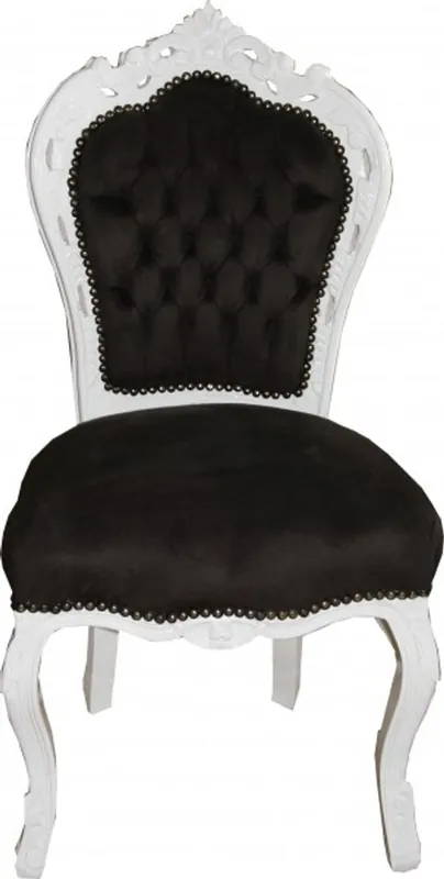 Preiswert Casa Padrino Barocco Cena Chair Nero / Bianco - Mobili in stile antico