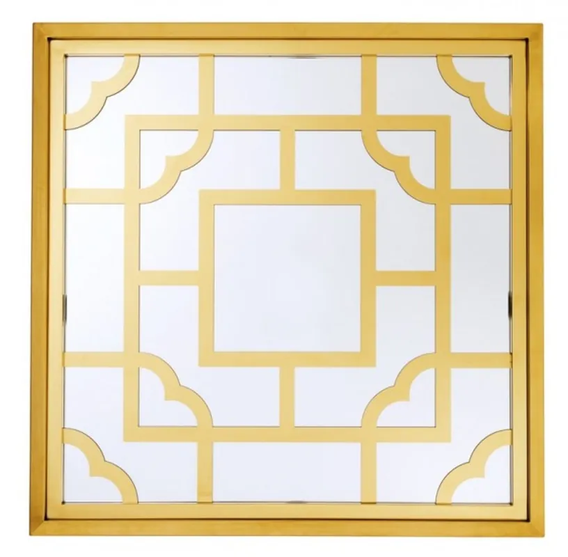 Zertifiziert Casa Padrino Luxury Design wall mirror Gold 100 x 100 cm - Luxury Hotel Collection