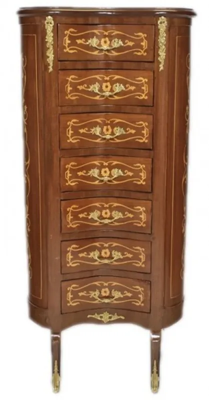 Neu Casa Padrino Baroque chest mahogany inlaid / gold with 7 drawers Oval - antique style