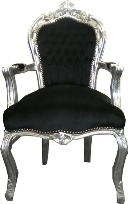 Casa Padrino Barocco Cena Chair nero / argento con il bracciolo - stile antico Mobili Jetzt Bestellen