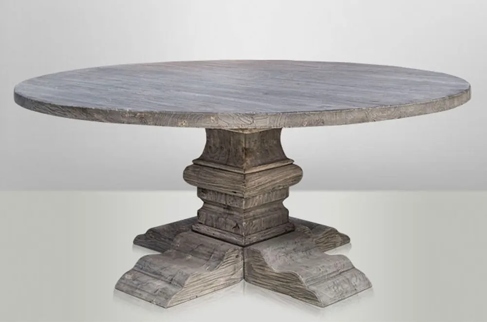 Casa Padrino villa dining table Round Oak Rustic Grey - Baroque table solid oak Markenprodukt