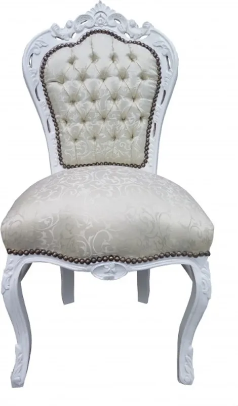 Casa Padrino Barocco Cena Chair Bianco Pattern / Bianco - Mobili antichi - Limited Edition Solange Der Vorrat Reicht