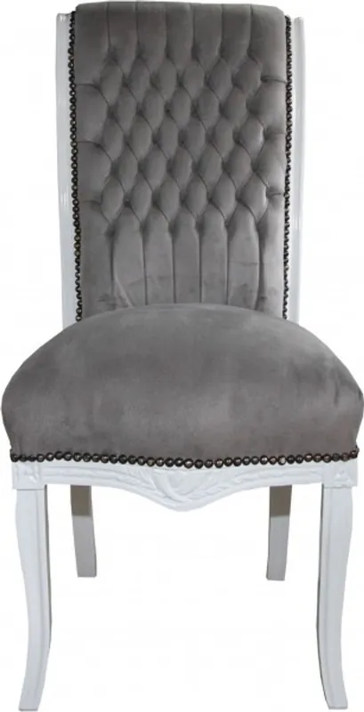 Sale Casa Padrino barocco sedia dallo schienale alto da pranzo grigio / bianco - alta mobili poltrona Mobile barocco