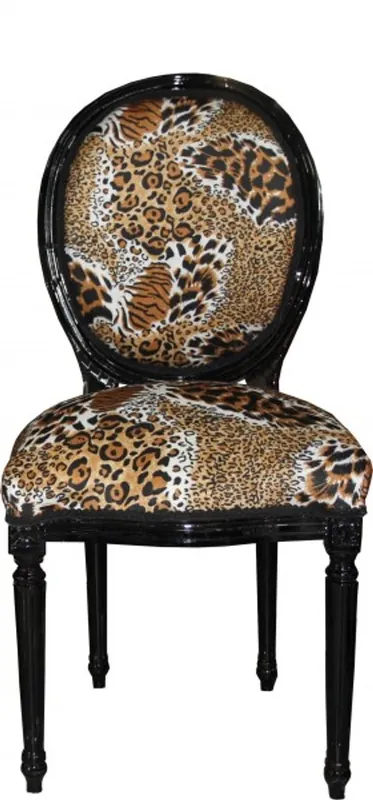 Casa Padrino Barocco Cena sedia a medaglione modello della tigre / Nero - Mobili in stile barocco - Limited Edition Abverkauf