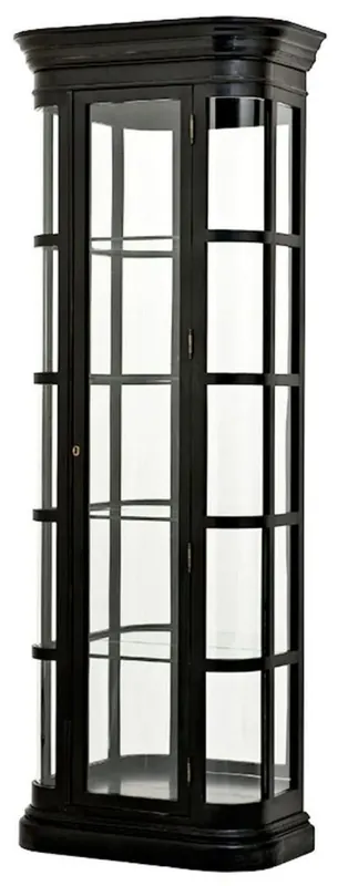 Casa Padrino vetrina di lusso nero 87,5 x 44,5 x A. 238 cm - Vetrina ovale in legno massello con anta in vetro e ripiani in vetro - Mobili di lusso - Qualità di lusso Must-Have