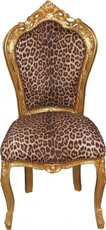 Finale Aktion Casa Padrino Barocco Cena Chair leopardo / Oro Mod2 - Mobili in stile barocco