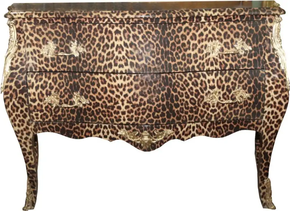 Casa Padrino cassettiera barocca leopardo con applicazioni in metallo dorato 123 cm - mobili barocchi Expressversand