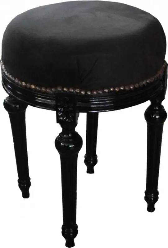 Casa Padrino barocco Sgabello - Sgabello Tondo Nero / Nero - barocche sgabelli mobili Zertifiziert
