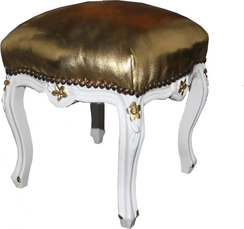 Beliebt Casa Padrino barocco in pelle oro ottoman ottica / bianco - mobili in stile antico - sgabelli - Edizione Limitata