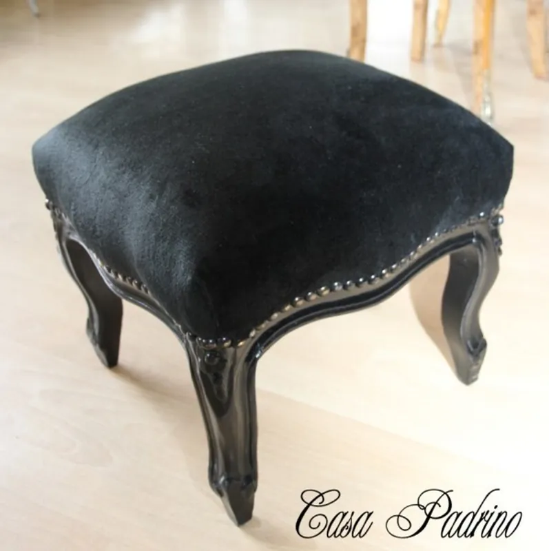 Casa Padrino velluto nero barocco ottomano / nero - antico sgabello in stile - mobili Markenware