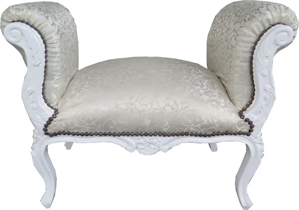 Direktkauf Casa Padrino barocco Sgabello crema pattern / Bianco - Bench