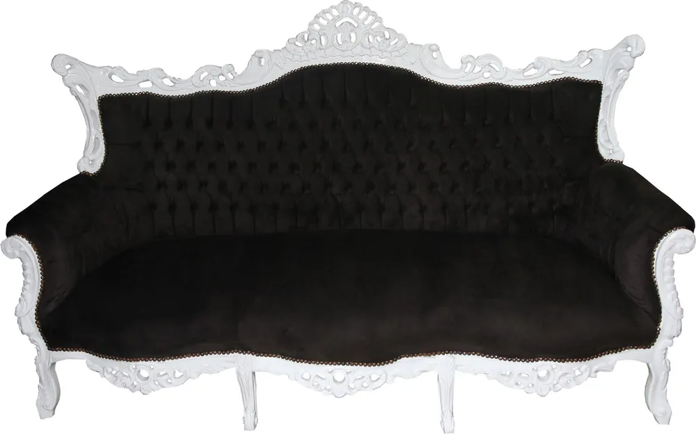 Top-Angebot Casa Padrino Baroque 3 seater Master Black / White with Bling Bling diamante - Living room furniture Coffee Lounge - Limited Edition