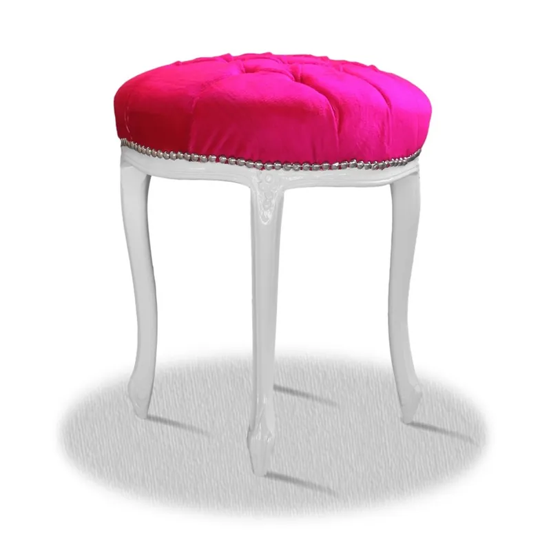 Bestseller Casa Padrino barocco del piede sgabello bianco Rosa Argento - sgabello rotondo Barocco