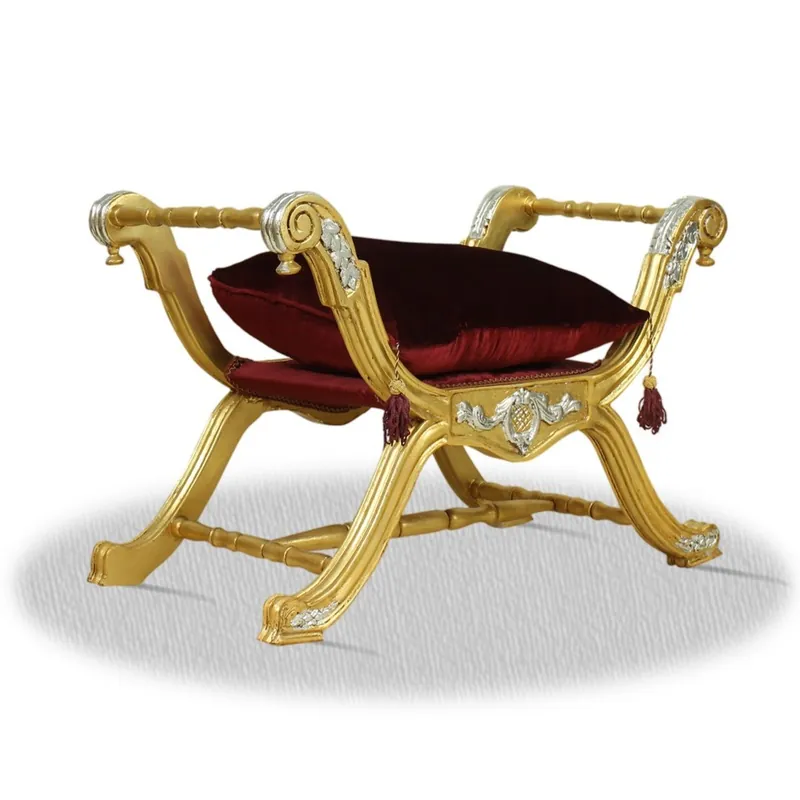 Neu Im Sortiment Casa Padrino barocco Sgabello Oro Rosso - sgabello da crociera di lusso