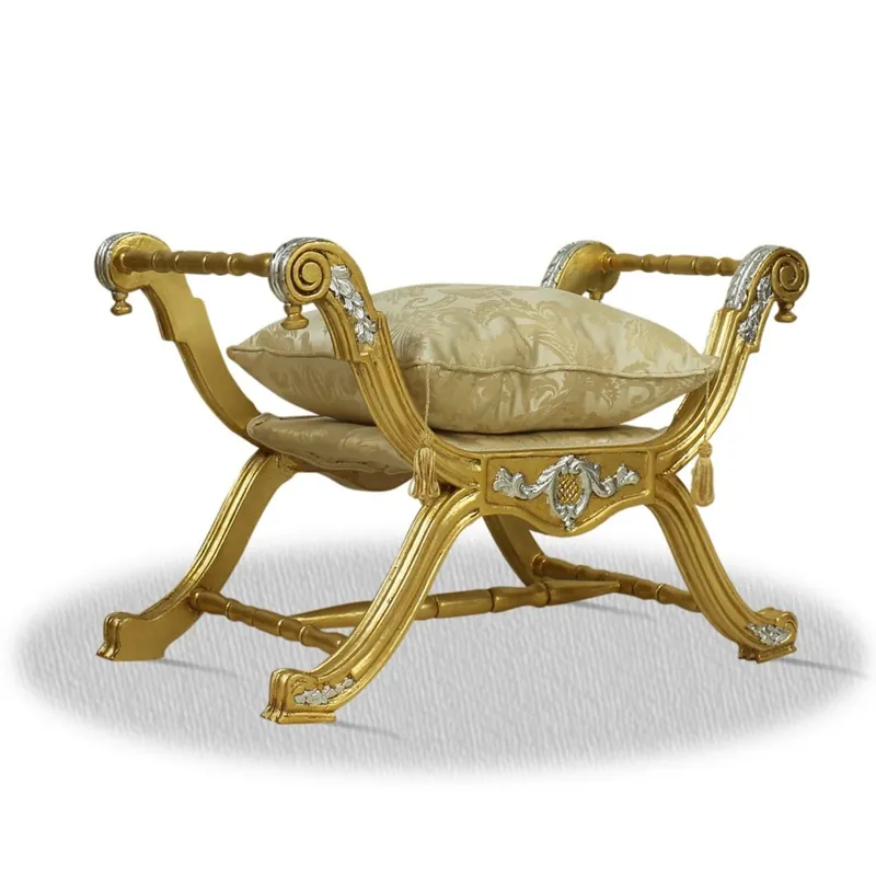 Echt Casa Padrino barocco Sgabello Oro Argento - sgabello da crociera di lusso
