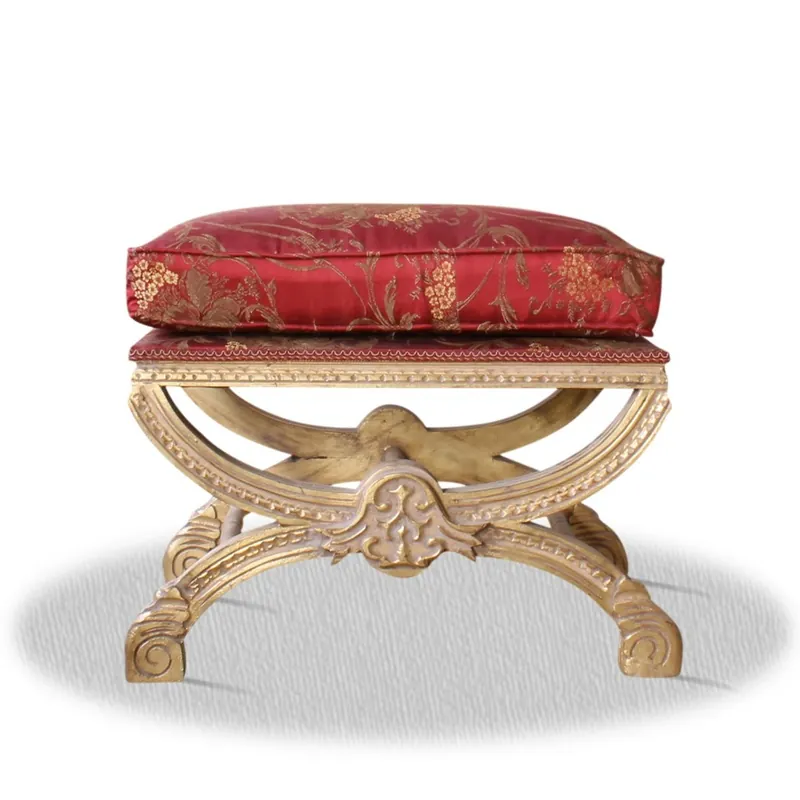 Casa Padrino barocco Sgabello Antique Gold Red - sgabello in stile antico con cuscini Schnäppchen