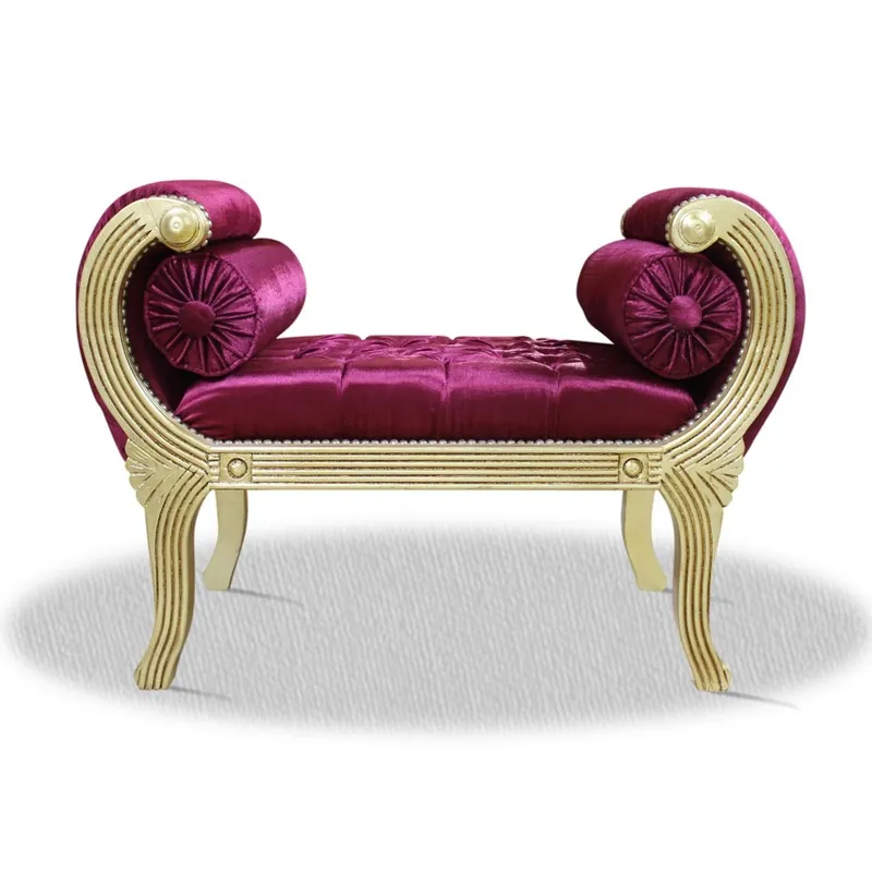 Casa Padrino barocco crema sgabello d'argento viola 90 x 40 x H. 65 cm - Banco di lusso Direkt Vom Hersteller