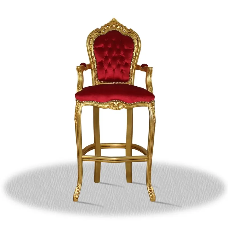 Casa Padrino barocco seggiolone sgabello da bar in oro rosso 55 x 50 x H. 140 cm - Limited Edition Bestseller
