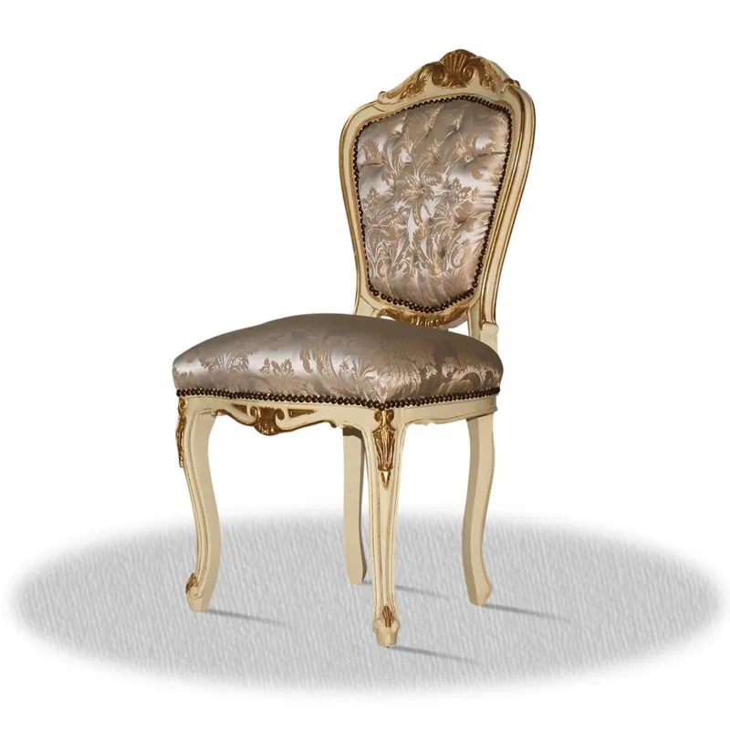 Schnäppchen Casa Padrino Barocco Cena Chair Creme Oro Argento - Mobili antichi - sedia