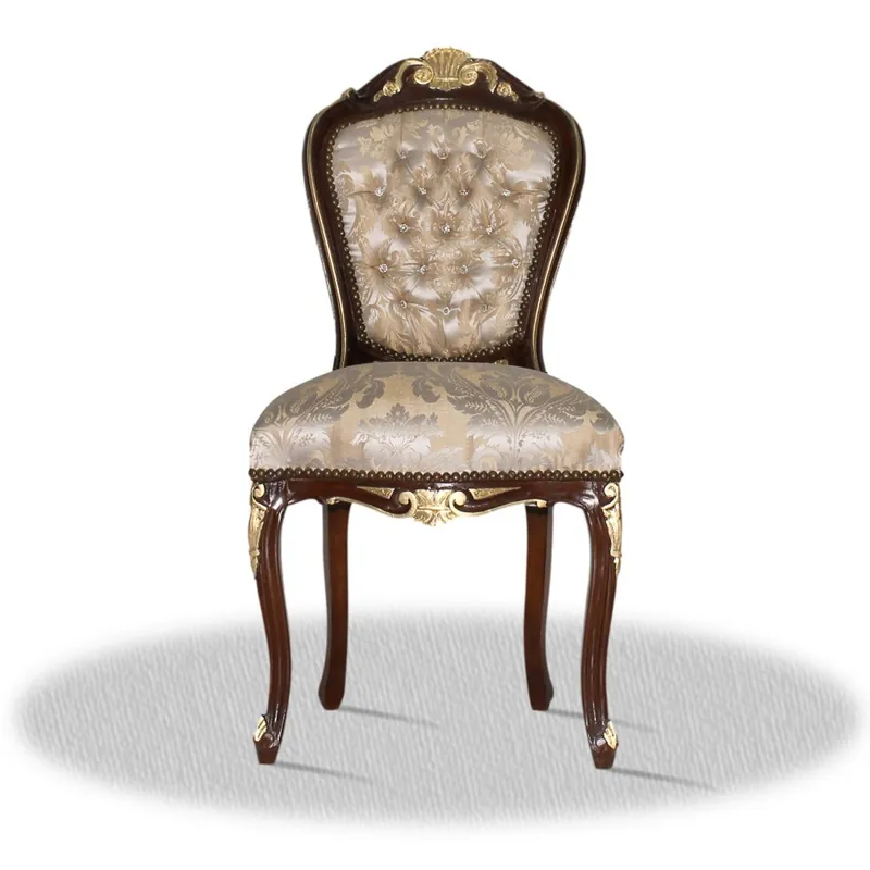 Billig Casa Padrino Barocco Cena Chair Marrone Oro Argento - Mobili antichi