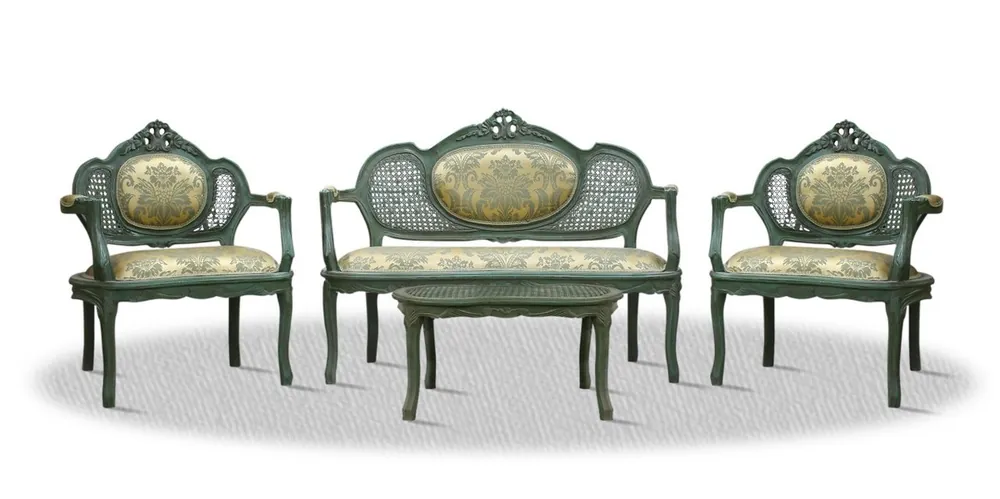 Casa Padrino barocco Salon Set con panca 2 sedie e tavolo - Limited Edition Beliebt