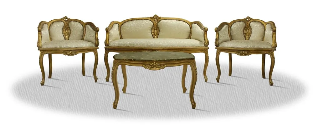 Top-Angebot Casa Padrino barocco Salon Set con panca 2 sedie e tavolo - albergo mobili barocco