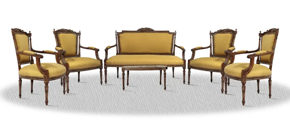 Casa Padrino barocco Salon Set banco 4 sedie e tavolo - Barocco mobilia del salone Angebot