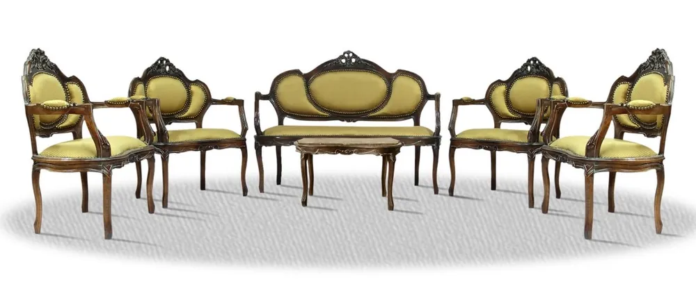 Jetzt Kaufen Casa Padrino barocco Salon Set banco 4 sedie e tavolo - Barocco mobilia del salone