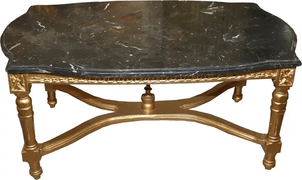 Casa Padrino barocco antico tavolo da caffè in oro con piano in marmo nero 96 x 58,5 centimetri - Limited Edition - aspetto antico Sofort Bestellen