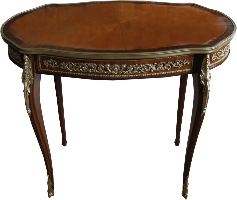 Casa Padrino lusso tavolino barocco di mogano intarsiato con applicazioni in ottone 90 x 53 x H77 cm Markenware