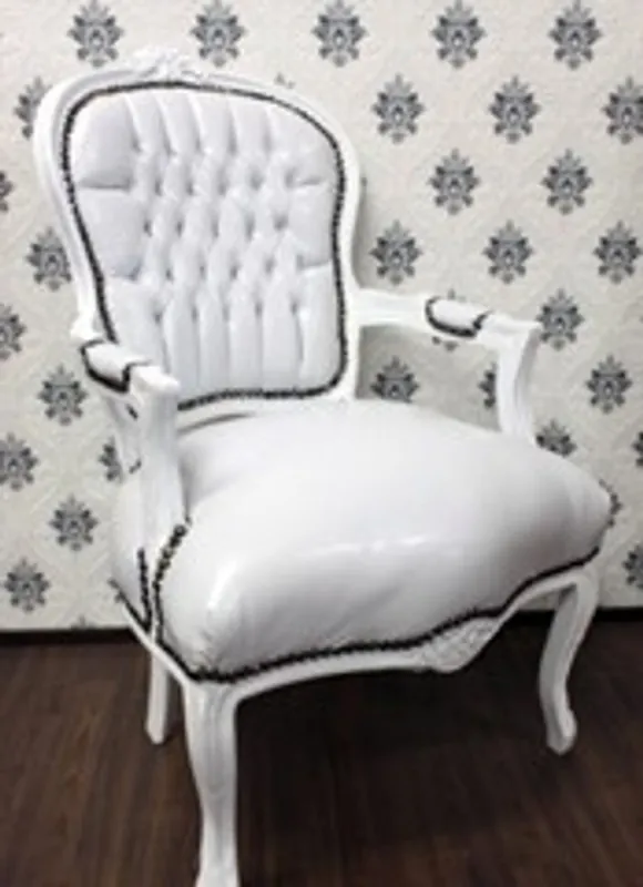 Casa Padrino Sedia Barocco Salon Bianco / Bianco similpelle - Mobili Preisreduziert