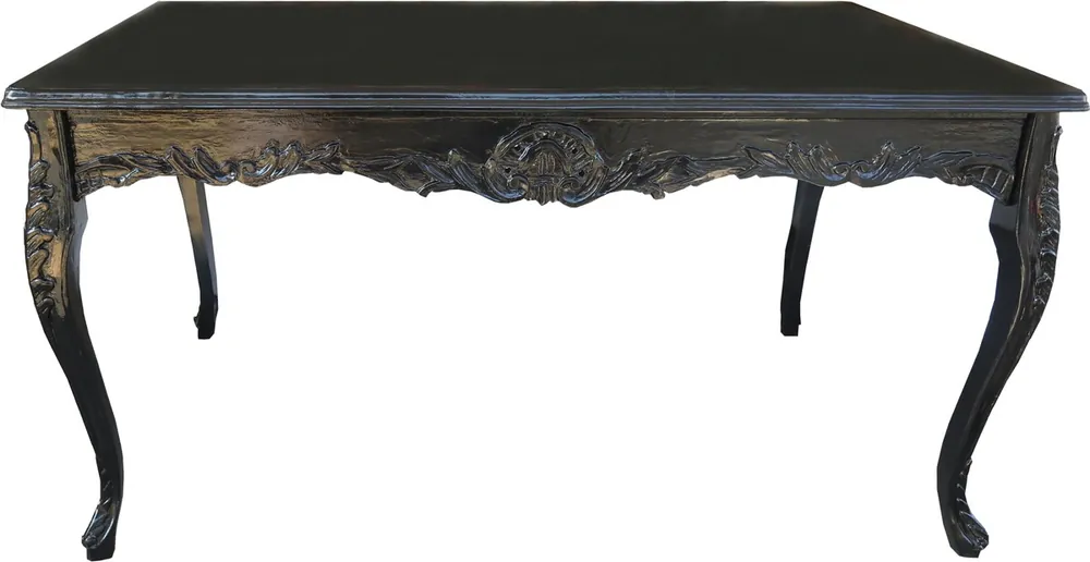 Tavolo Casa Padrino barocca sala con piano in cristallo nero 200 x 100 cm - tavolo da pranzo - Limited Edition Abverkauf