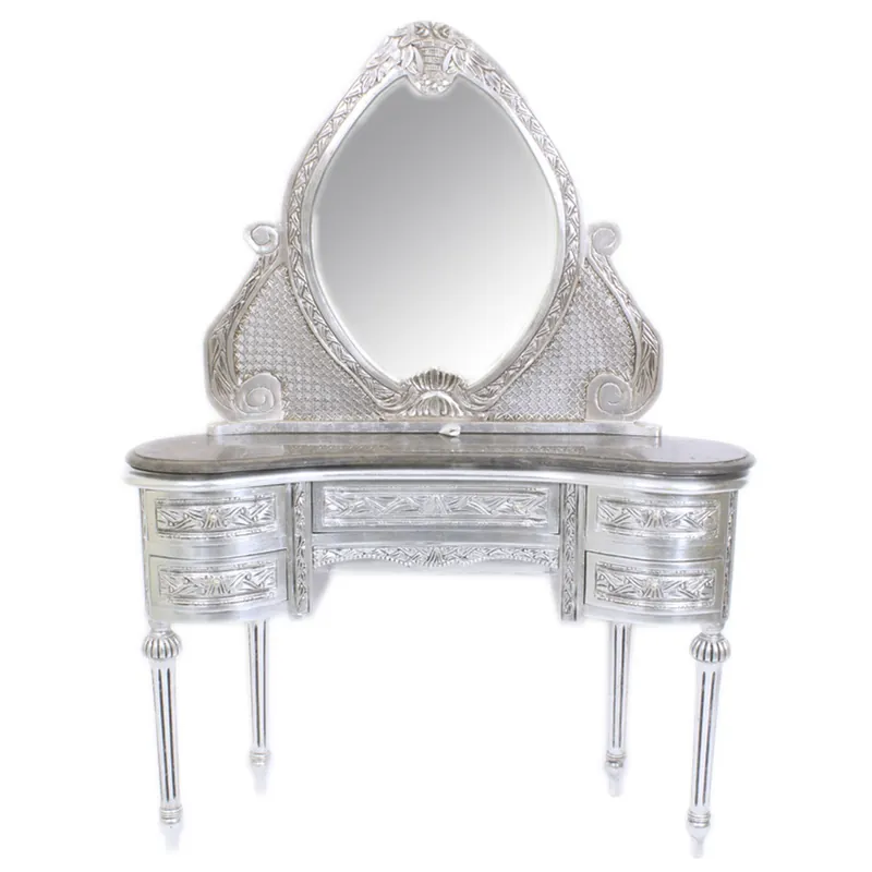 Billig Casa Padrino barocco console specchio d'argento 120 x 40 x H155 cm - camera console specchio con cassetti
