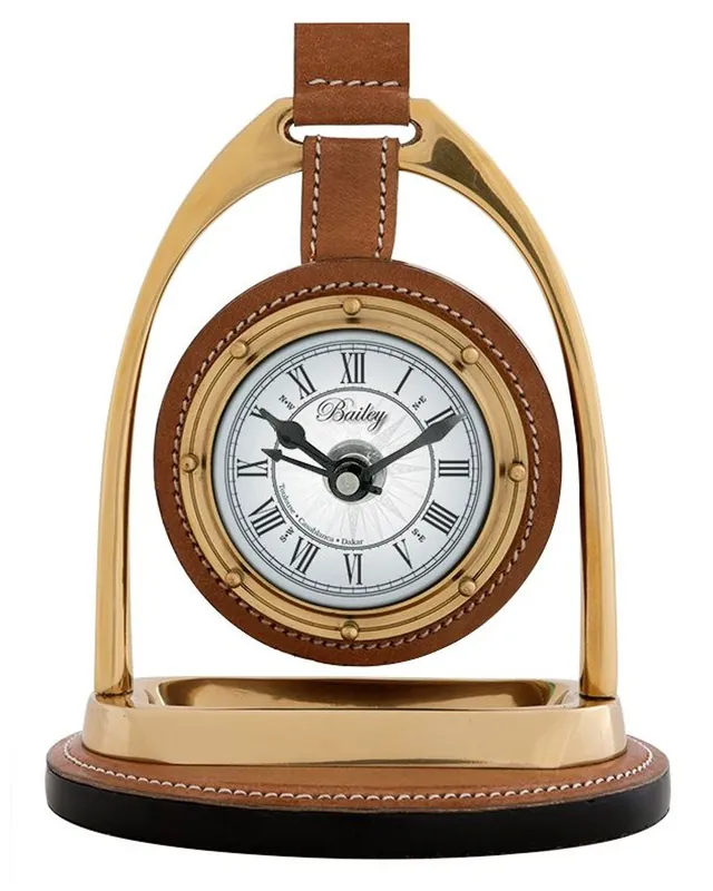 Meistverkauft Orologio di design Casa Padrino con pelle di bufalo e Kompas sulla parte posteriore 17 x 12,5 H. 21 cm - di lusso orologio da tavolo