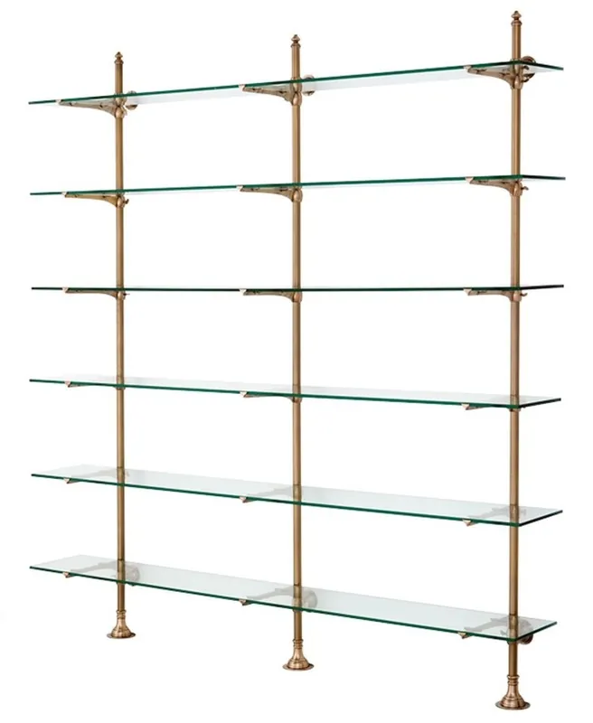 Preiswert Casa Padrino design a doppia mensola a muro in ottone anticato 220 x 41 x H. 240 cm - mobili di lusso salotto