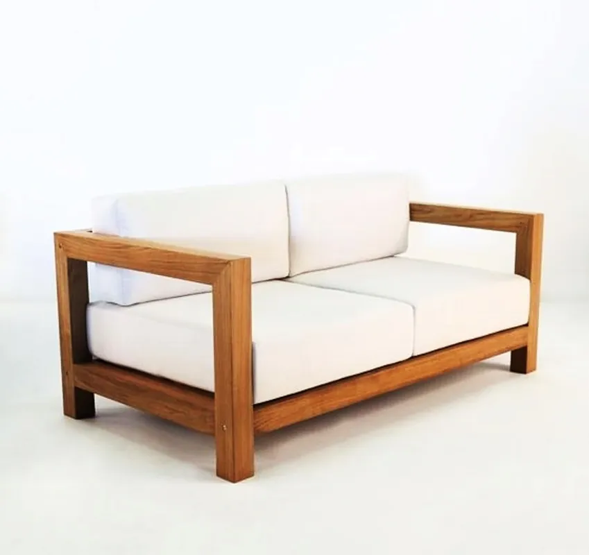 Günstig Casa Padrino Garden 2 posti divano rustico "Boston" Cream bianco / marrone 140 x 40 x H70 cm - in legno massello di rovere - veri e propri mobili in legno massello