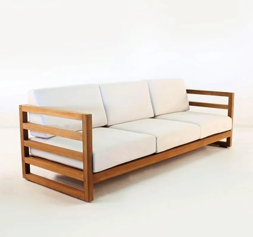 Bestpreis Casa Padrino Garden 3 posti divano rustico "Miami" Cream bianco / marrone 200 x 40 x H70 cm - in legno massello di rovere - veri e propri mobili in legno massello