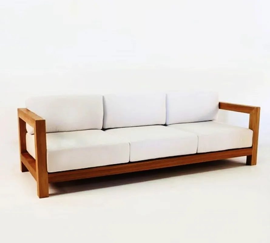 Casa Padrino Garden 3 posti divano rustico "Boston" Cream bianco / marrone 200 x 40 x H70 cm - in legno massello di rovere - veri e propri mobili in legno massello Preiswert