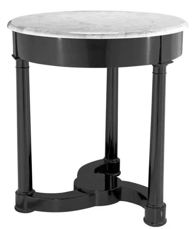 Saisonangebot Casa Padrino tavolino piatto nero con marmo bianco H. 66 x 71,5 centimetri - collezione di lusso