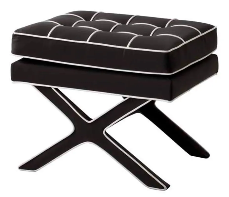 Sgabello Croce Casa Padrino di lusso nero / bianco - sgabello hotel di design Sonderangebot