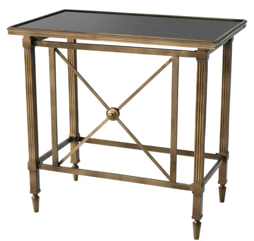Saisonangebot Casa Padrino tavolino di design con piano in granito nero 86 x 51,5 x 81,5 centimetri H. - collezione di lusso