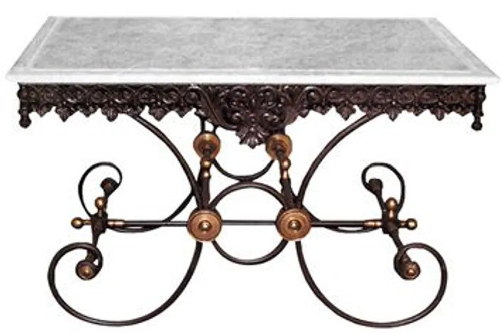 Direktkauf Casa Padrino tavolo nostalgico giardino in ferro battuto con piano in marmo bianco - 130 cm x 80 cm x H75 cm - mobili da giardino di lusso