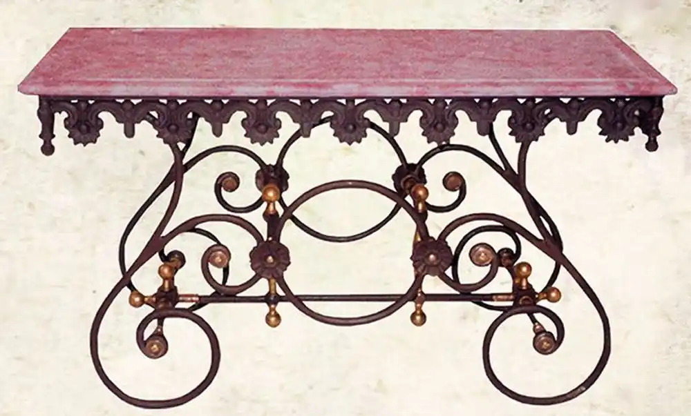 Casa Padrino tavolo nostalgico giardino in ferro battuto con piano in marmo bianco - 135 cm x 55 cm x H70 cm - mobili da giardino di lusso Versand Am Gleichen Tag